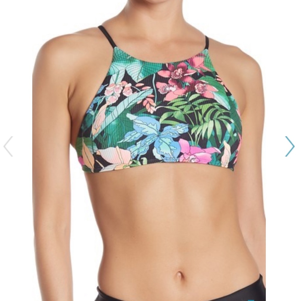 BODY GLOVE ELENA RIBBED HIGH NECK BIKINI TOP, XS